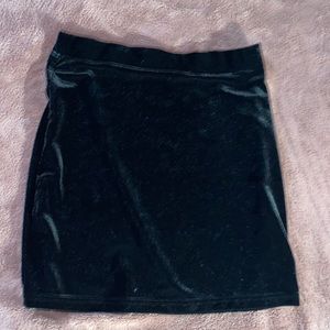 Black velvet mini skirt